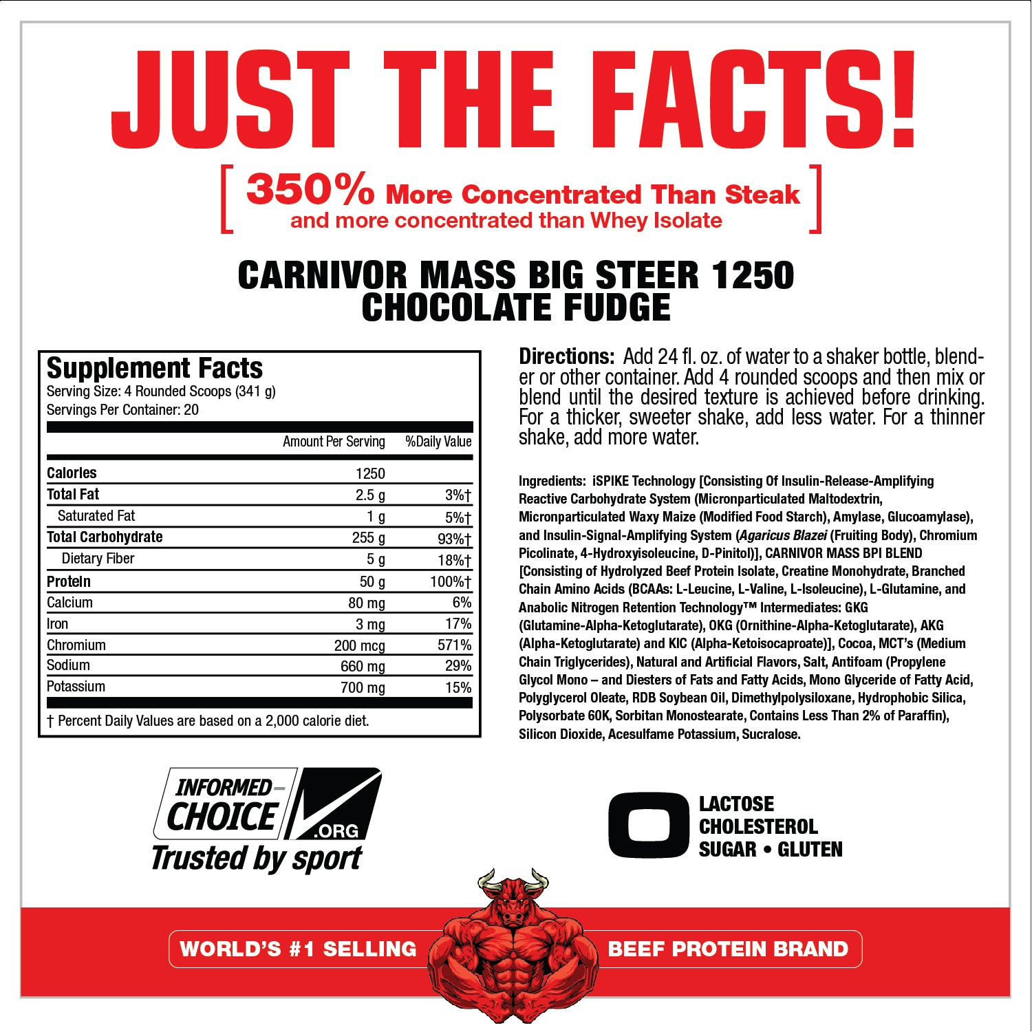 Carnivor Mass Big Steer 1250 - 100% Beef Protein Mass Gainer
