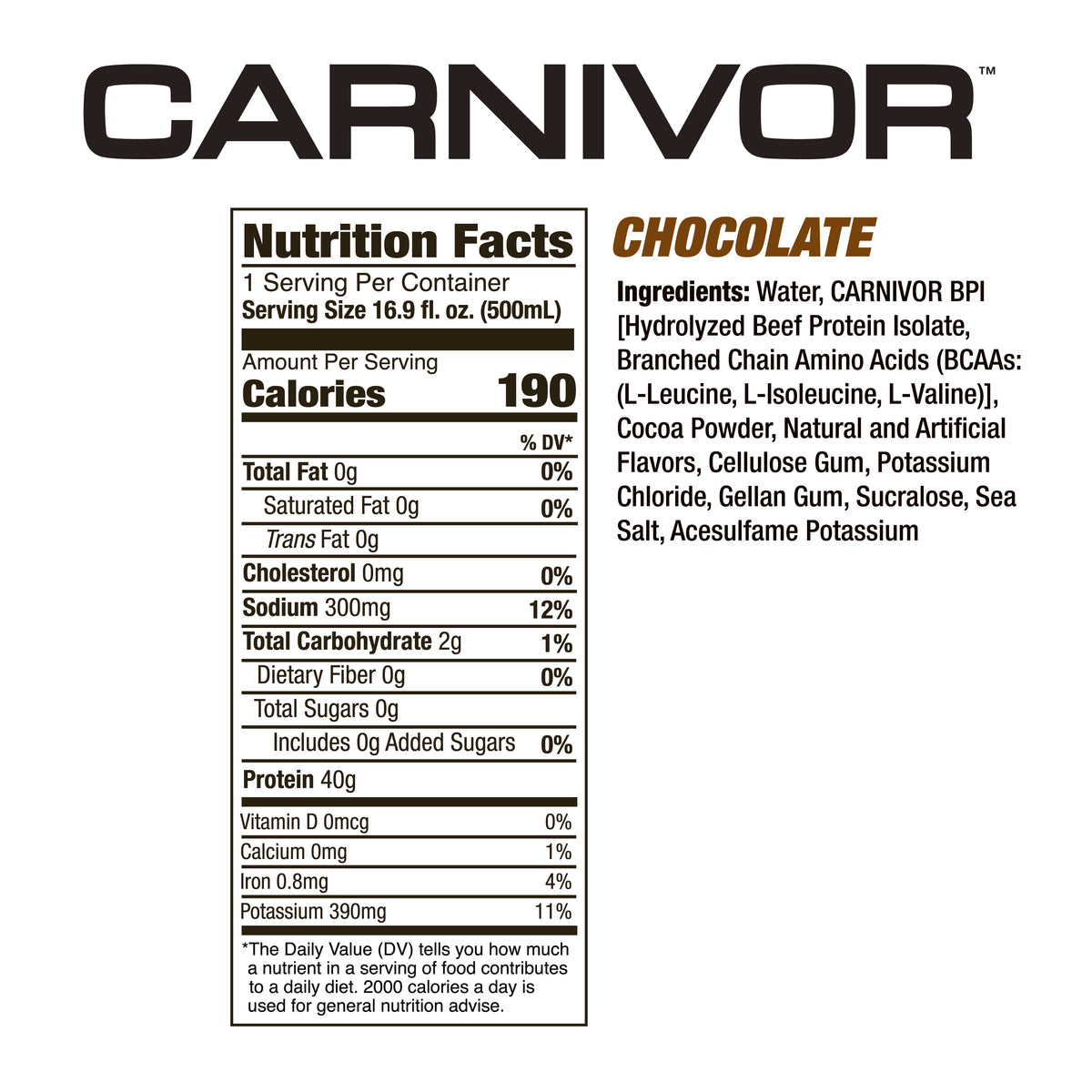 Carnivor RTD - 12 Pack / 40g of Beef Protein Isolate / Protein Shake