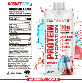 CARNIVOR PROTEIN HYDRATION RTD - 12 Pack / 30g of Beef Protein Isolate / Protein Shake