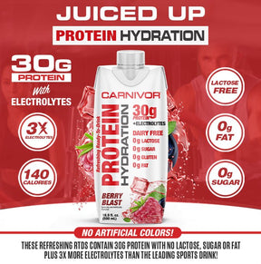 CARNIVOR PROTEIN HYDRATION RTD - 12 Pack / 30g of Beef Protein Isolate / Protein Shake