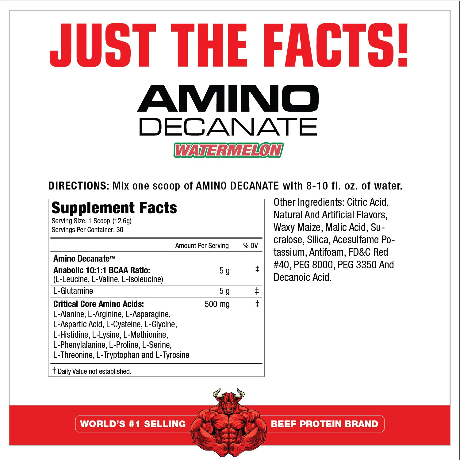 AminoDecanate Watermelon SUPPLEMENT FACTS