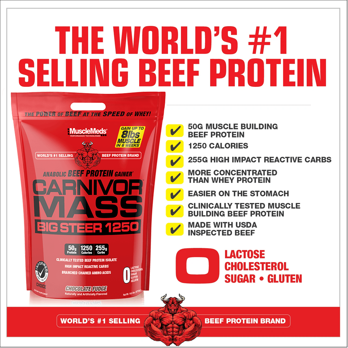 NFLA: Carnivor Mass Big Steer 1250 - 100% Beef Protein Mass Gainer